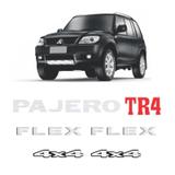 Kit Emblemas Pajero Tr4 Flex 4x4 Prata Adesivos Resinados - Sportinox