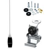 Kit Enfeite Antena Px 1,40 Metros Suporte Cromado para Porta Malas Hatch Sedan Kit de Parafusos Anti-Furto - Aquario