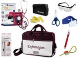Kit Enfermagem Aparelho De Pressão com Estetoscópio Clinico Duplo Incoterm Completo - Vinho + Bolsa JRMED