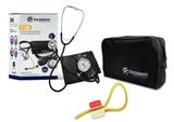Kit Enfermagem: Aparelho de Pressão com Estetoscópio Clinico Duplo Incoterm Preto + Garrote JRMED