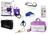 Kit Enfermagem: Aparelho De Pressão com Estetoscópio Duplo Incoterm Completo - Lilás