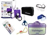Kit Enfermagem: Aparelho De Pressão com Estetoscópio Duplo Incoterm Completo - Lilás