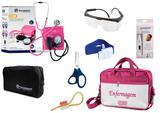 Kit Enfermagem: Aparelho De Pressão com Estetoscópio Duplo Incoterm Completo - Pink