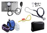 Kit Enfermagem: Aparelho de Pressão com Estetoscópio Rappaport Grafite Premium + Oxímetro de pulso - G-Tech - Oled Graph