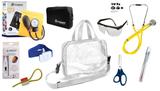 Kit Enfermagem Aparelho De Pressão com Estetoscópio Rappaport Incoterm Completo - Amarelo + Bolsa Transparente JRMED