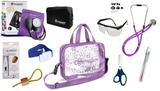 Kit Enfermagem Aparelho De Pressão com Estetoscópio Rappaport Incoterm Completo - Lilás + Bolsa Transparente JRMED
