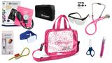 Kit Enfermagem Aparelho De Pressão com Estetoscópio Rappaport Incoterm Completo - Pink + Bolsa Transparente JRMED