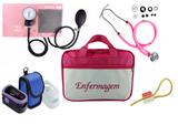 Kit Enfermagem: Aparelho de Pressão com Estetoscópio Rappaport Rosa Premium + Oxímetro - G-Tech + Bolsa JRMED