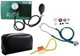 Kit Enfermagem: Aparelho de Pressão com Estetoscópio Rappaport Verde Premium + Garrote JRMED