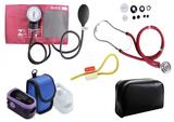 Kit Enfermagem: Aparelho de Pressão com Estetoscópio Rappaport Vinho Premium + Oxímetro de pulso - G-Tech - Oled Graph