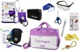 Kit Enfermagem Aparelho Pressão com Estetoscópio Clinico Duplo Incoterm Completo - Lilás + Bolsa JRMED + Medidor de Glicose - G-Tech