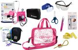 Kit Enfermagem Aparelho Pressão com Estetoscópio Clinico Duplo Incoterm Completo - Pink + Bolsa Transparente JRMED + Medidor de Glicose - G-Tech