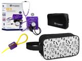 Kit Enfermagem Aparelho Pressão com Estetoscópio Clínico Duplo Lilás Incoterm + Necessaire