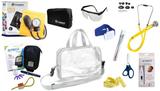 Kit Enfermagem Aparelho Pressão com Estetoscópio Rappaport Incoterm Completo - Amarelo + Bolsa Transparente JRMED + Medidor de Glicose - G-Tech