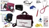 Kit Enfermagem Aparelho Pressão com Estetoscópio Rappaport Incoterm Completo - Vinho + Bolsa JRMED + Medidor de Glicose - G-Tech