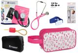 Kit Enfermagem Aparelho Pressão com Estetoscópio Rappaport Incoterm Pink + Termômetro + Necessaire