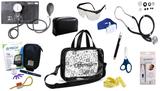 Kit Enfermagem Aparelho Pressão com Estetoscópio Rappaport Premium Completo - Preto + Bolsa Transparente JRMED + Medidor de Glicose - G-Tech
