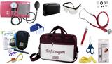 Kit Enfermagem Aparelho Pressão com Estetoscópio Rappaport Premium Completo - Vinho + Bolsa JRMED + Medidor de Glicose - G-Tech