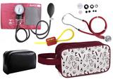 Kit Enfermagem Aparelho Pressão com Estetoscópio Rappaport Vinho Premium + Necessaire