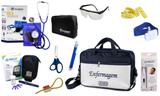 Kit Enfermagem Esfigmomanômetro com Estetoscópio Clinico Duplo Incoterm Completo - Azul + Bolsa JRMED + Medidor de Glicose - G-Tech