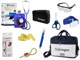 Kit Enfermagem Esfigmomanômetro com Estetoscópio Clinico Duplo Incoterm Completo - Azul + Bolsa JRMED