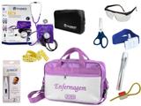 Kit Enfermagem Esfigmomanômetro com Estetoscópio Clinico Duplo Incoterm Completo - Lilás + Bolsa JRMED