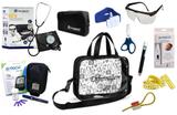 Kit Enfermagem Esfigmomanômetro com Estetoscópio Clinico Duplo Incoterm Completo - Preto + Bolsa Transparente JRMED + Medidor de Glicose - G-Tech