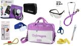 Kit Enfermagem Esfigmomanômetro com Estetoscópio Rappaport Incoterm Completo - Lilás + Bolsa JRMED