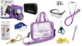 Kit Enfermagem Esfigmomanômetro com Estetoscópio Rappaport Incoterm Completo - Lilás + Bolsa Transparente JRMED