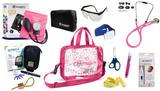 Kit Enfermagem Esfigmomanômetro com Estetoscópio Rappaport Incoterm Completo - Pink + Bolsa Transparente JRMED + Medidor de Glicose - G-Tech