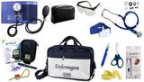 Kit Enfermagem Esfigmomanômetro com Estetoscópio Rappaport Premium Completo - Azul + Bolsa JRMED + Medidor de Glicose - G-Tech