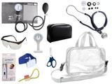 Kit Enfermagem Esfigmomanômetro com Estetoscópio Rappaport Premium Completo - Grafite + Bolsa Transparente JRMED + Relógio Lapela