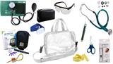 Kit Enfermagem Esfigmomanômetro com Estetoscópio Rappaport Premium Completo - Verde + Bolsa Transparente JRMED + Medidor de Glicose - G-Tech