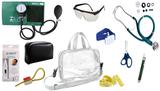 Kit Enfermagem Esfigmomanômetro com Estetoscópio Rappaport Premium Completo - Verde + Bolsa Transparente JRMED