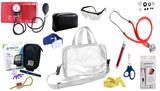 Kit Enfermagem Esfigmomanômetro com Estetoscópio Rappaport Premium Completo - Vermelho + Bolsa Transparente JRMED + Medidor de Glicose - G-Tech