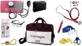 Kit Enfermagem Esfigmomanômetro com Estetoscópio Rappaport Premium Completo - Vinho + Bolsa JRMED