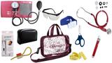 Kit Enfermagem Esfigmomanômetro com Estetoscópio Rappaport Premium Completo - Vinho + Bolsa Transparente JRMED