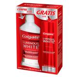 Kit Enxaguante Bucal Colgate Luminous White 500ml + Creme Dental 70g