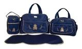 Kit Enxoval De Bolsas Maternidade 4 peças Conjunto Menino e Menina Atacado Azul Marinho - Espera feliz