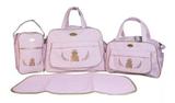 Kit Enxoval De Bolsas Maternidade 4 peças Conjunto Menino e Menina Atacado Rosa - Espera feliz
