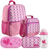 Kit Escolar Infantil Feminino Rosa Claro Mochila + Lancheira + Marmita + Estojo + Squeeze - Jacki Design