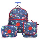 Kit Escolar Infantil Galaxia Mochila G de rodinhas, Lancheira E Estojo - Mac mochilas