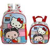 Kit Escolar Mochila 16 + Lancheira Xeryus Mônica e Hello Kitty (7912+7914)