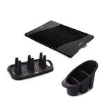 Kit Escorredor de Louça Copos Talheres Plástico Preto 3 pcs - Plasutil