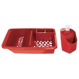 Kit Escorredor de Louça e Porta Detergente de Pia Vermelho - Uz