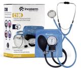 Kit Esfigmomanômetro + Esteto Duplo + Bolsa Incoterm Azul