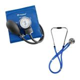 Kit Esfigmomanômetro + Estetoscópio Rappaport - Incoterm Azul