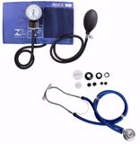 Kit esfigmomanômetro + estetoscópio rappaport premium cor azul