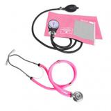 Kit esfigmomanômetro + estetoscópio rappaport premium cor rosa