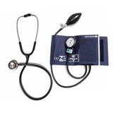 Kit Esfigmomanômetro Nylon e Fecho de Contato + Estetoscópio Duplo Plus Inox BIC - Azul Marinho